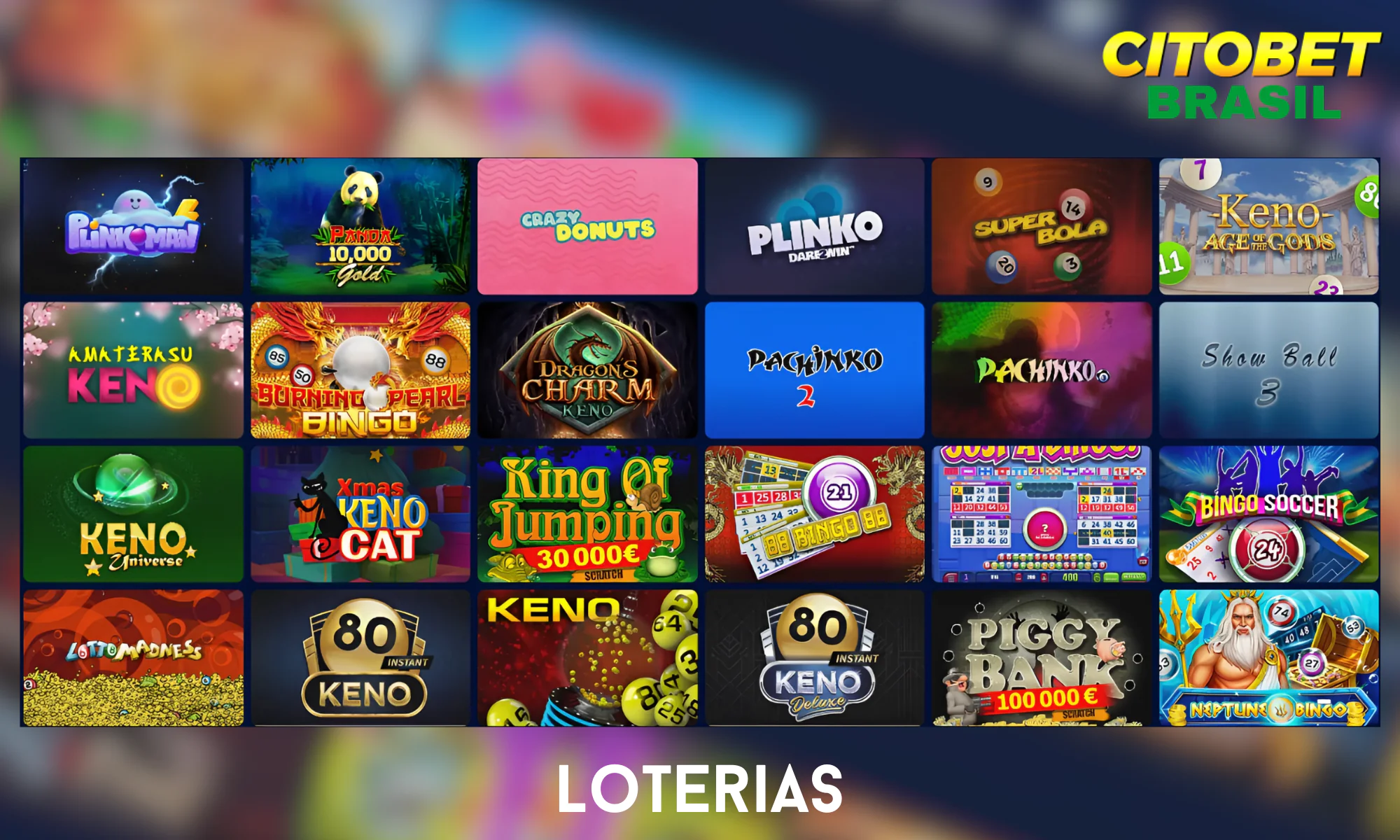 No Citobet Casino, você pode experimentar diferentes variantes de jogos de loteria